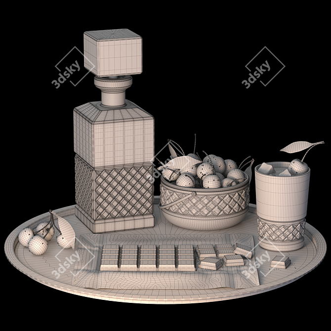 Luxury Whiskey Cherry Delight Set 3D model image 5