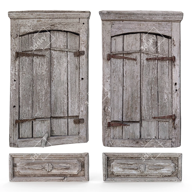 Vintage Wooden Shutters 3D Scan 3D model image 1