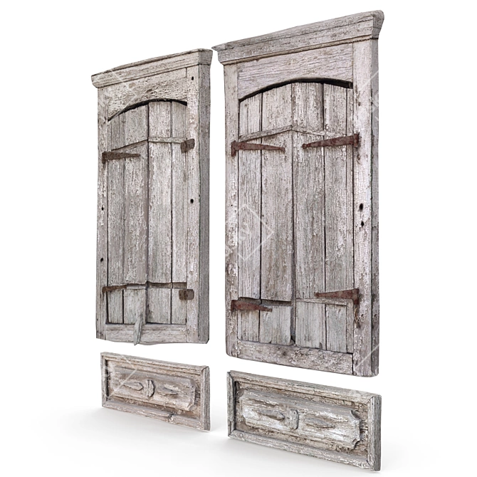 Vintage Wooden Shutters 3D Scan 3D model image 2