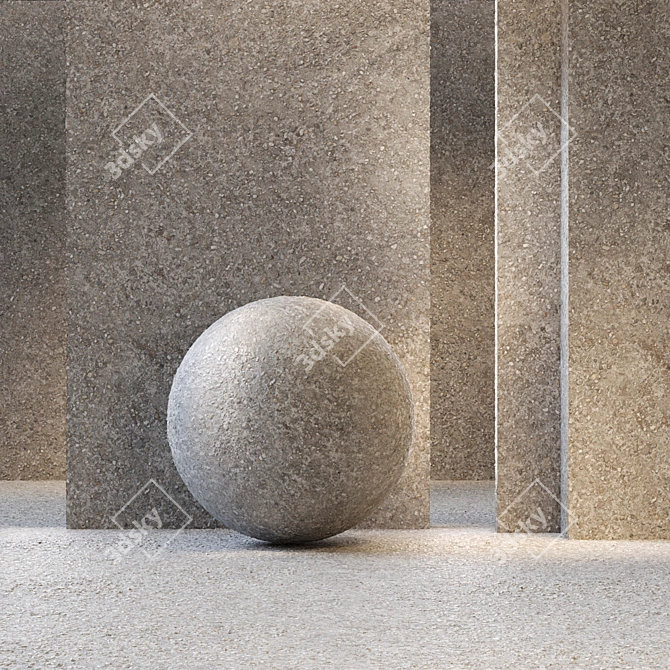 PBR Concrete Pebble Texture Set 3D model image 1