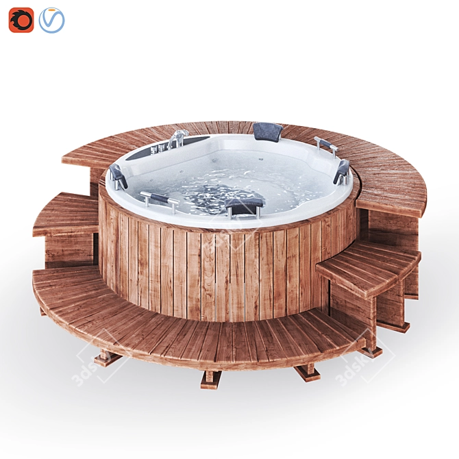 Renewable Jacuzzi with Removable Steps 3D model image 1