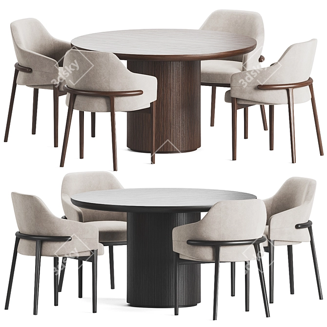  Velvet Upholstered Dining Set 02 3D model image 1