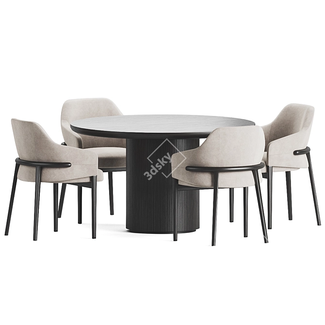  Velvet Upholstered Dining Set 02 3D model image 3