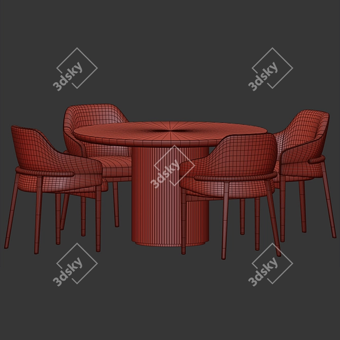  Velvet Upholstered Dining Set 02 3D model image 4