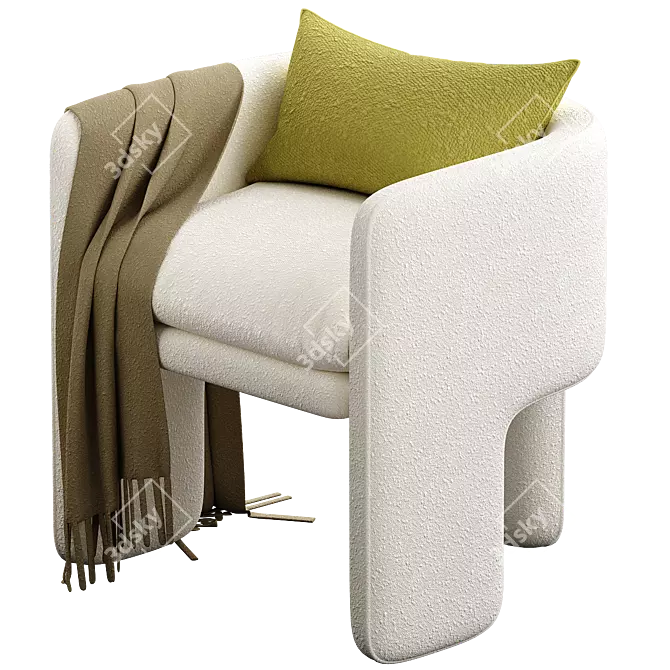 Stylish Milo Baughman Armchair 2015 3D model image 2