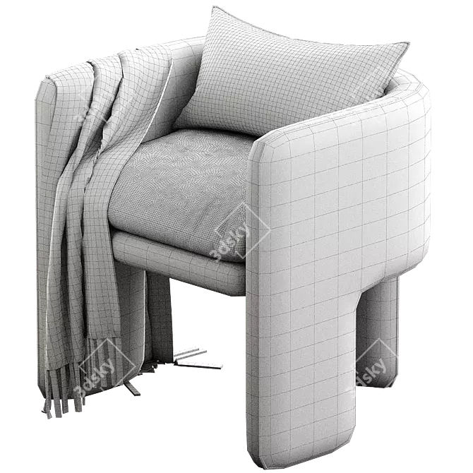 Stylish Milo Baughman Armchair 2015 3D model image 3