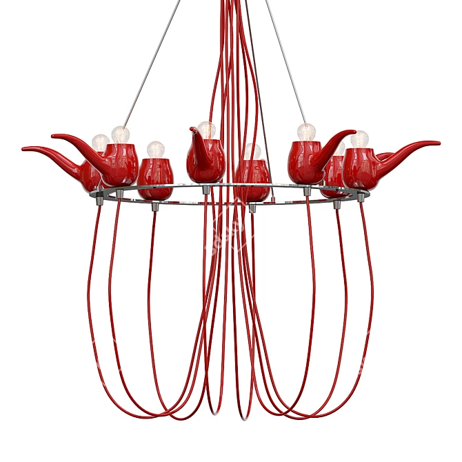 Sleek Pipe Art Chandelier 3D model image 1