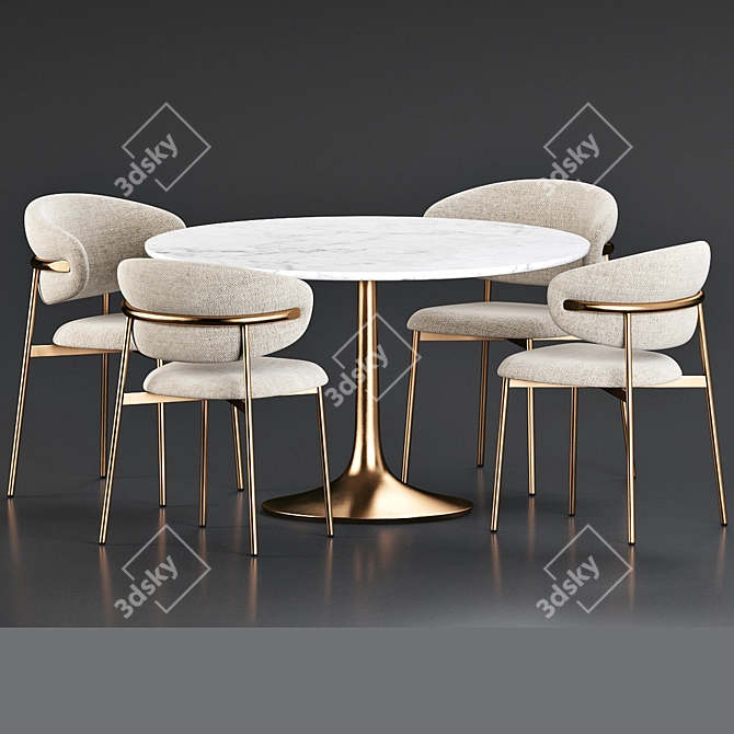 Luxury Marble Dining Set 183 3D model image 2