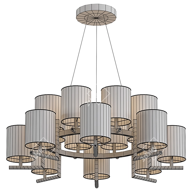 Luxury Two-Tier Chandelier Model 3D model image 2