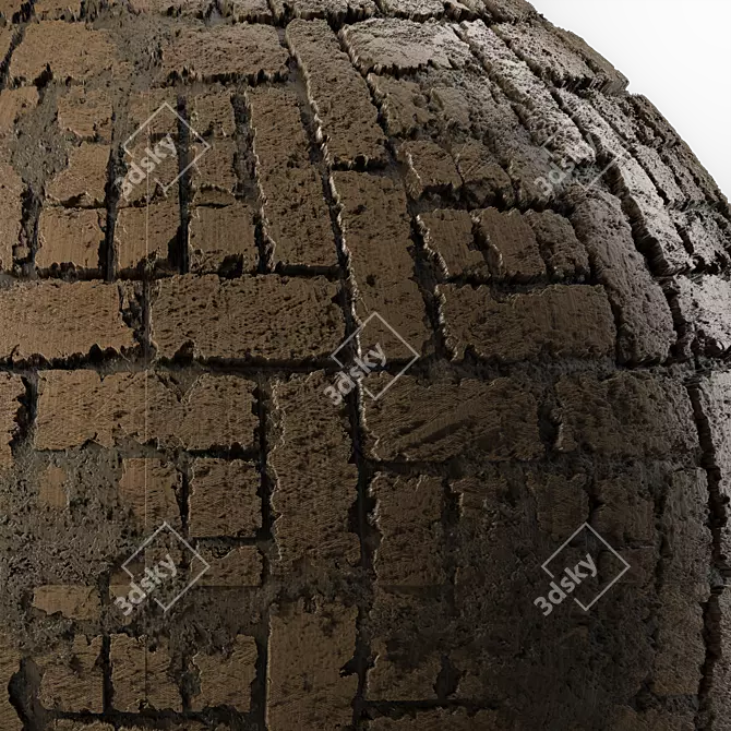 Artisan Stone Brick Tile Texture 3D model image 2