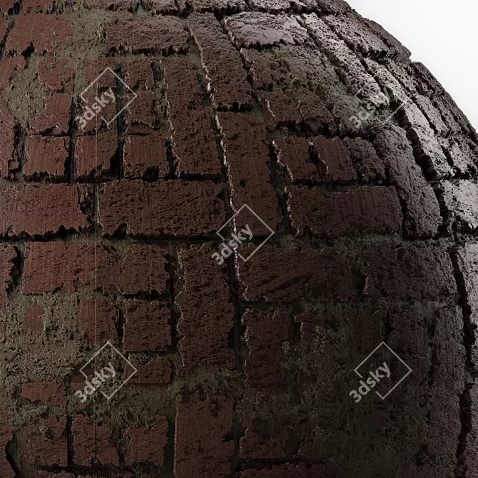 Artisan Stone Brick Tile Texture 3D model image 5