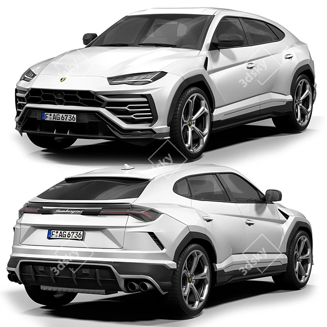 Detailed Lamborghini Urus Model 3D model image 1