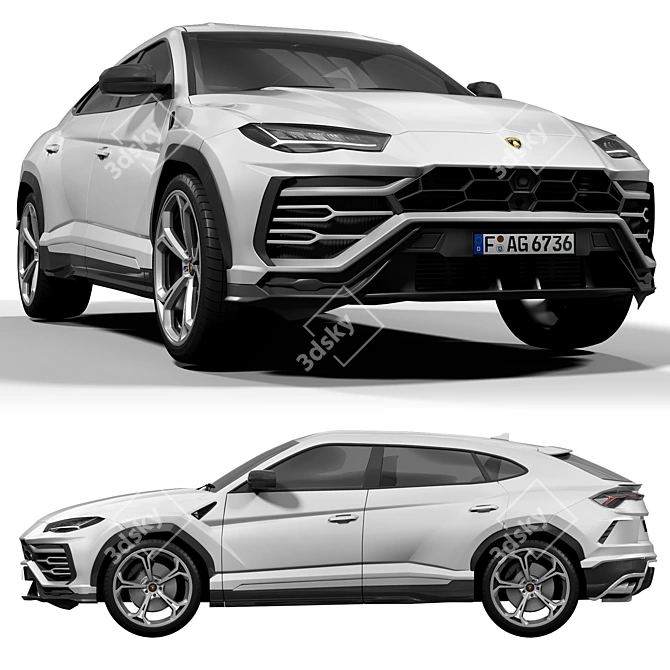 Detailed Lamborghini Urus Model 3D model image 2