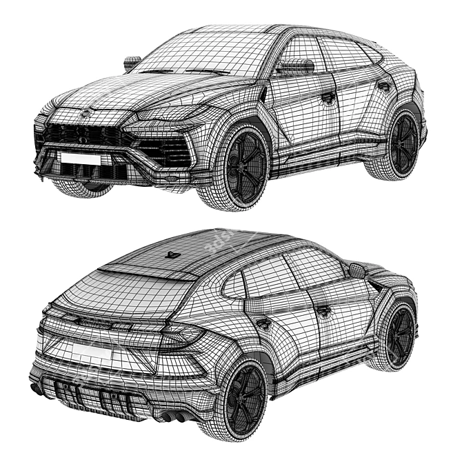 Detailed Lamborghini Urus Model 3D model image 7