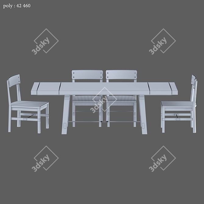 RusticExtend Dining Set 3D model image 3