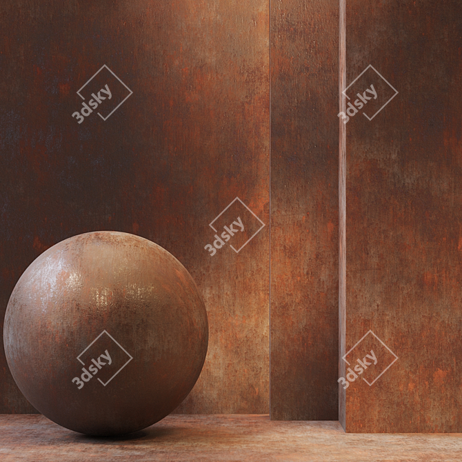 Rustic Metal PBR Texture Set 3D model image 1