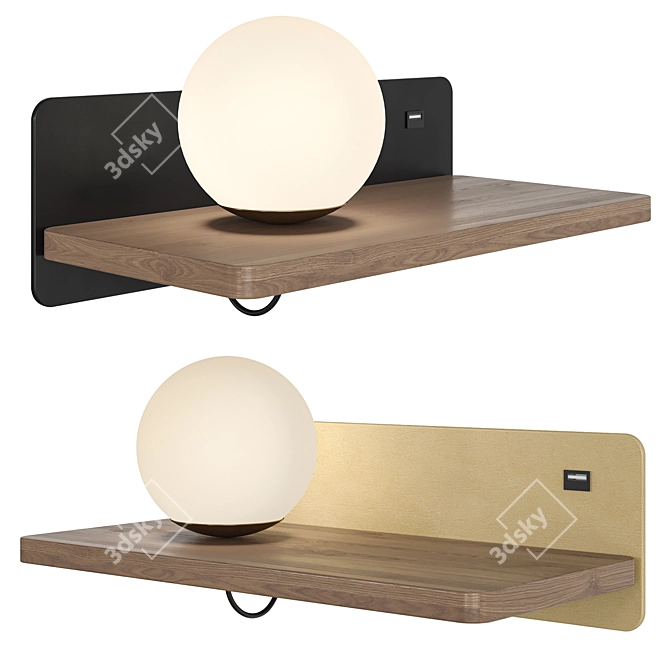 Golden Black Wall Lamp Lunaris 3D model image 1