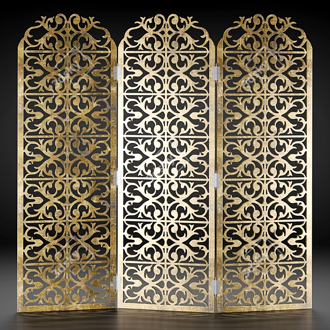 Tri-Texture Decorative Folding Screen 3D model image 1