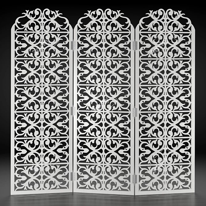 Tri-Texture Decorative Folding Screen 3D model image 7