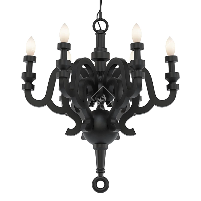 Modern Black Pendant Light 3D model image 1