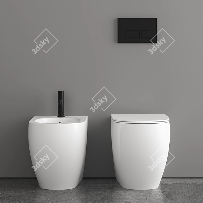 Ceramic Wall Hung Bidet WC 3D model image 1