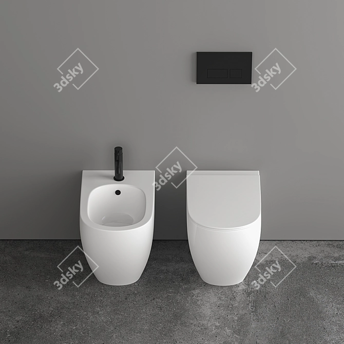 Ceramic Wall Hung Bidet WC 3D model image 2