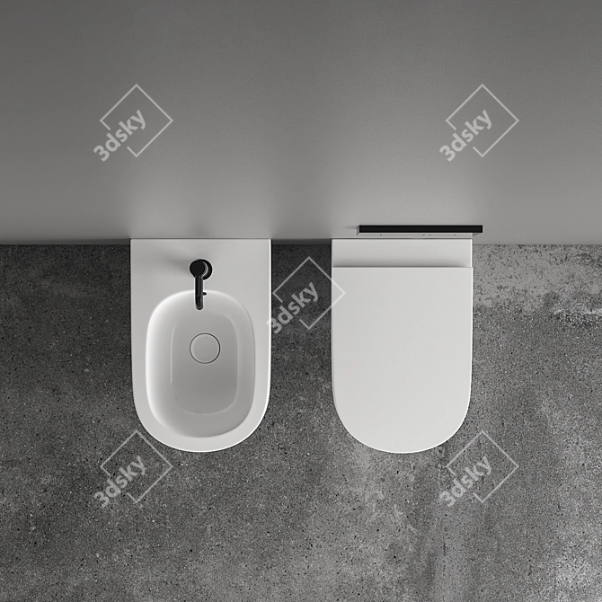 Ceramic Wall Hung Bidet WC 3D model image 4