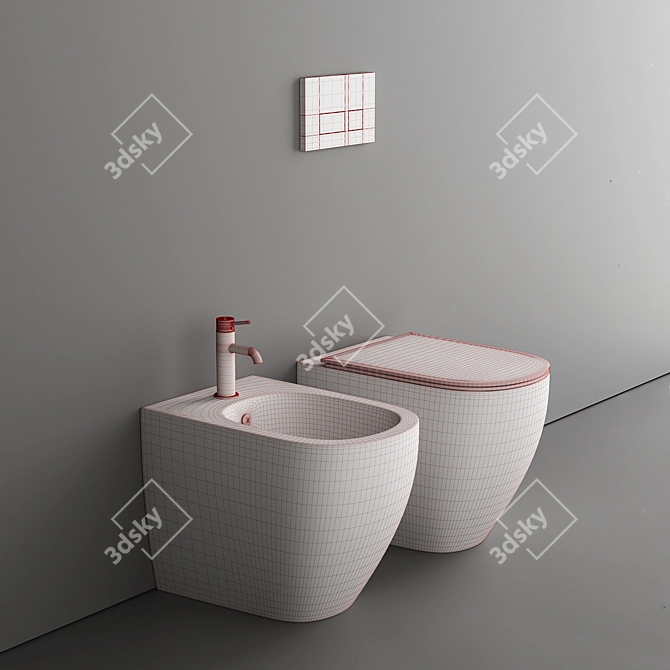 Ceramic Wall Hung Bidet WC 3D model image 5