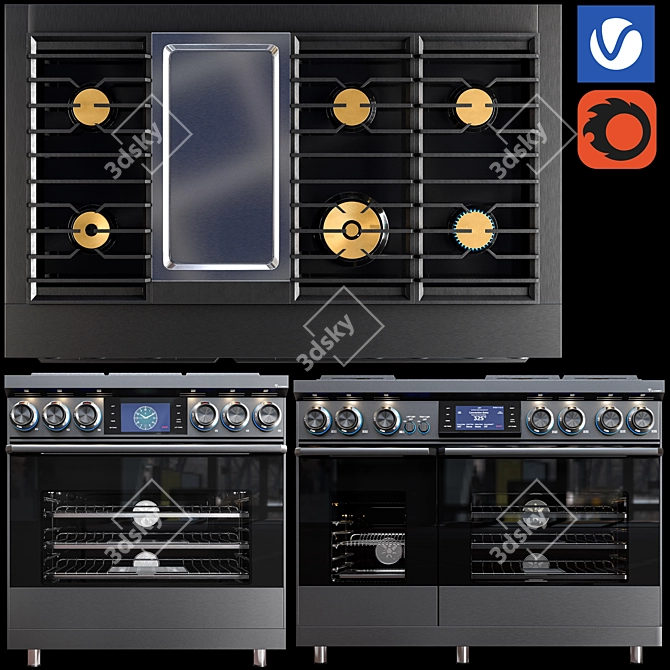 Dacor Dual-Fuel Range with Griddle 3D model image 4