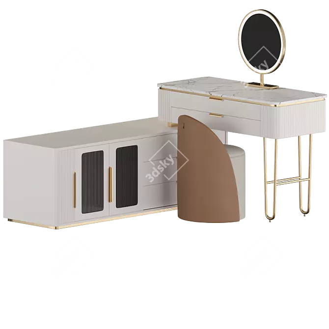 Modern L-Shaped LED Makeup Vanity 3D model image 3