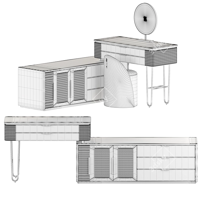 Modern L-Shaped LED Makeup Vanity 3D model image 4