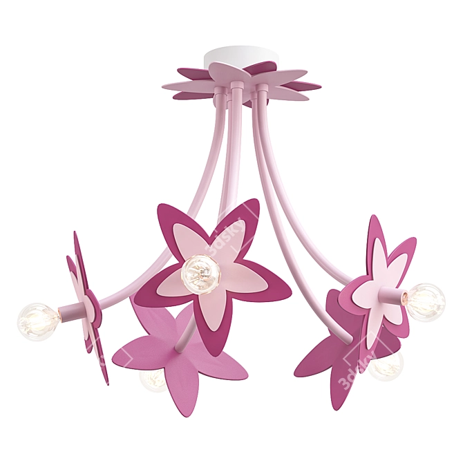 Pink Flowers Pendant Light Fixture 3D model image 1