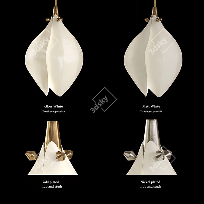 Elegant Ceramic Pendant Lamp 3D model image 3