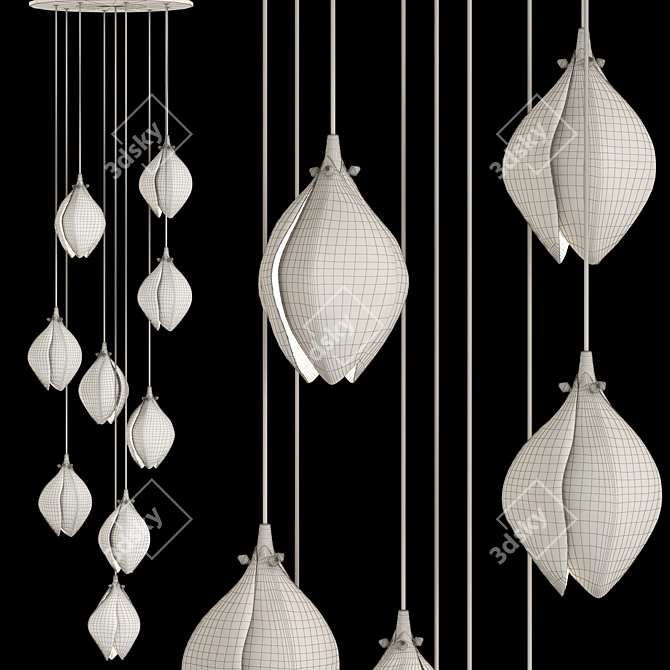 Elegant Ceramic Pendant Lamp 3D model image 4