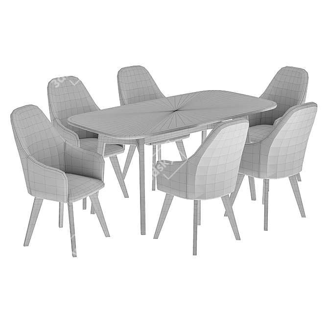 Modern Dining Set Dagny & Sinus 3D model image 5