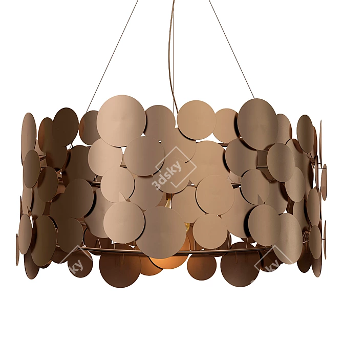 Sleek Metal Disc Chandelier 3D model image 1