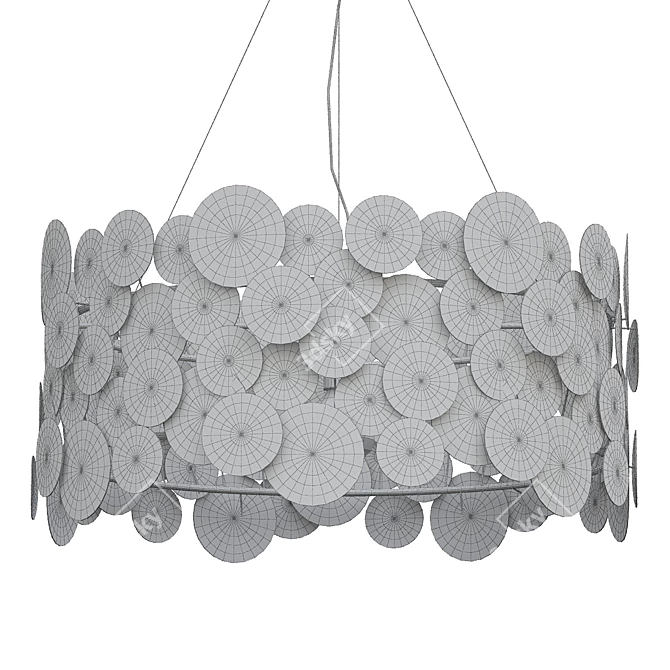 Sleek Metal Disc Chandelier 3D model image 2