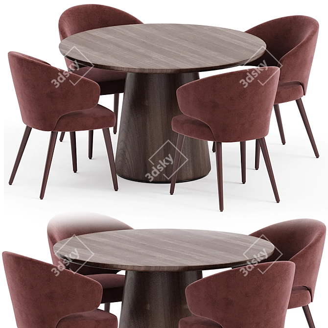 Modern Aston Dining Set Elegant 3D model image 1