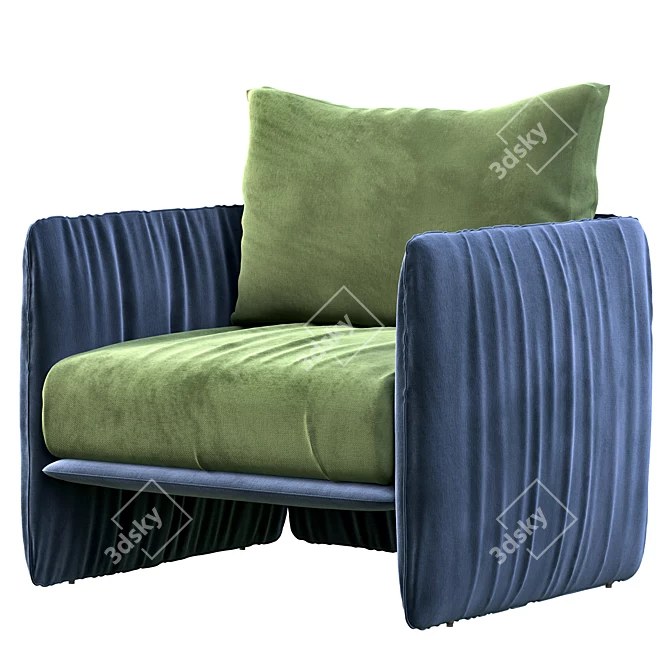 Stylish Miller Armchair With X-Factor 3D model image 2