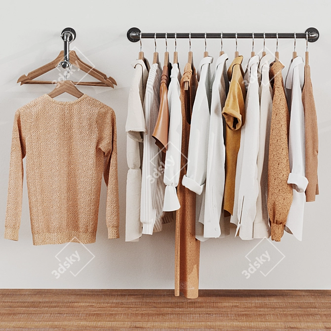 Loft Style Wall Wardrobe Clothes 3D model image 1