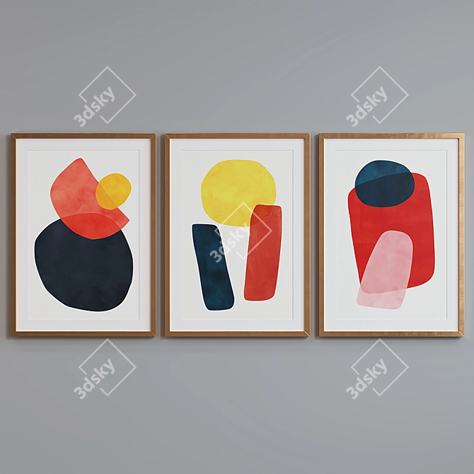 Modern Abstract Picture Frame Set 3D model image 4