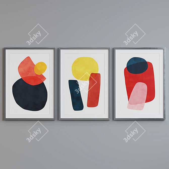 Modern Abstract Picture Frame Set 3D model image 5