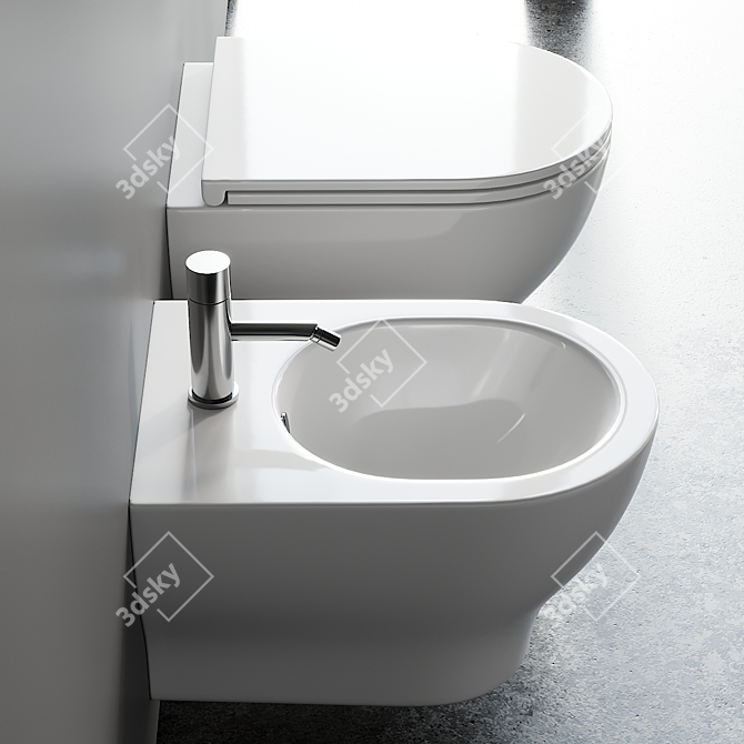 Speed Collection Wall-Hung Ceramic WC & Bidet 3D model image 2