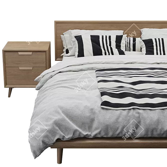 Asher Bed with Nightstands Set 3D model image 3