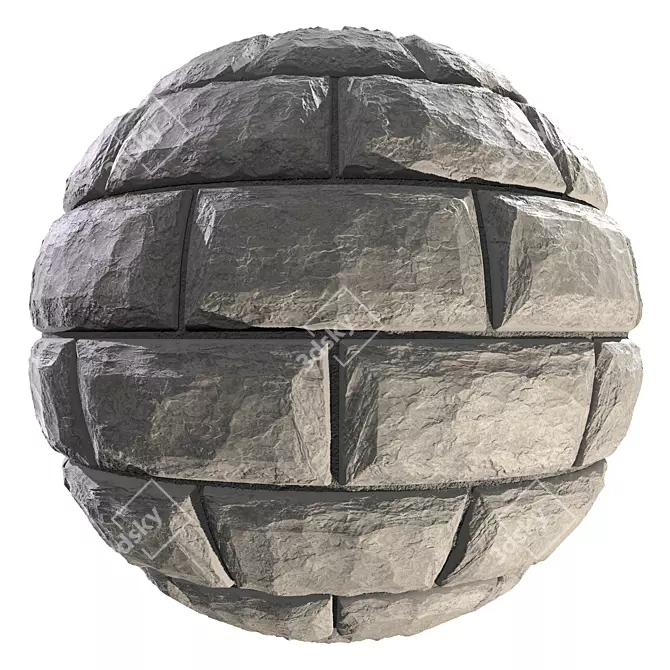 PBR Wild Stone Wall Material 3D model image 1