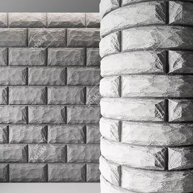 PBR Wild Stone Wall Material 3D model image 4