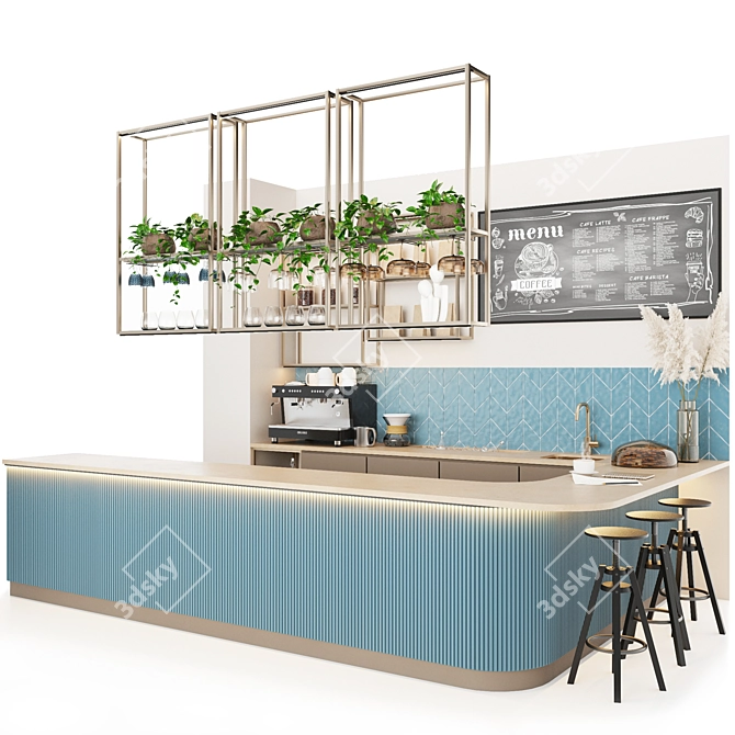 Modern Coffee Shop Setup Kit 3D model image 1