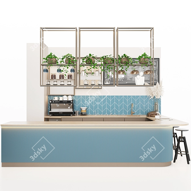 Modern Coffee Shop Setup Kit 3D model image 2