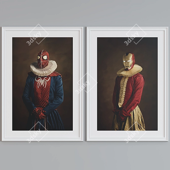 Superhero Portrait Picture Frame Set 3D model image 2