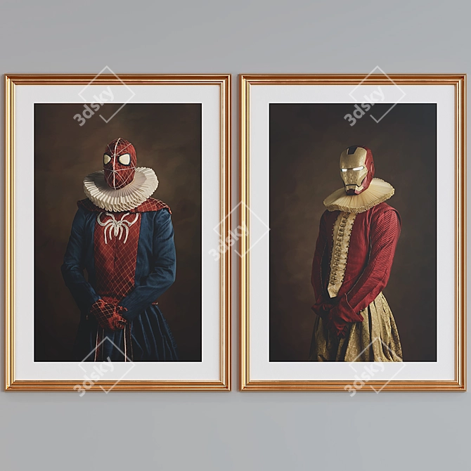 Superhero Portrait Picture Frame Set 3D model image 3